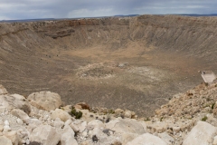 Meteor Crate Arizona. A mile wide crater formed when a 500-foot wide asteroid struck the Earth some 50,000 years ago.